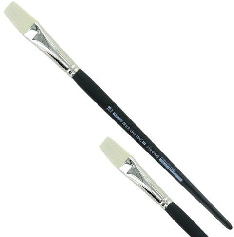 KUM - Acryl- und Ölpinsel Black Line Flach Größe 18 | Malpinsel für Künstler, Künstlerbedarf für Acrylmalerei und Ölmalerei