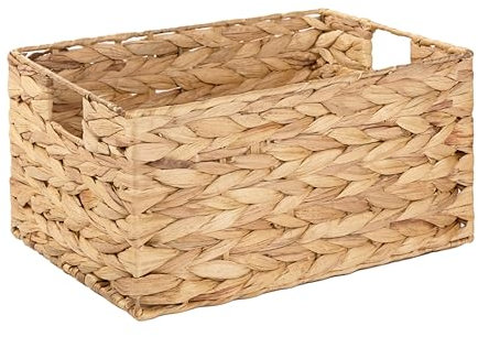 Woven Water Hyacinth Organiser Storage Baskets Wicker Hamper Basket With handles Gift Basket Bathroom Toys (Medium)