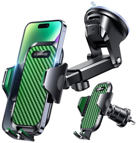 VANMASS Best Support de téléphone de voiture [ventouse et clip améliorés] Support de téléphone portable rotatif universel pour tableau de bord, pare-brise, van, accessoires automobiles pour iPhone 15