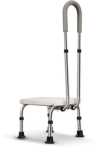 PRABOS Marchepied De Sécurité avec Main Courante, Tabouret De Bain Réglable en Hauteur, Repose-Pieds Médical Antidérapant Aide À La Mobilité De Douche pour Personnes Âgées Et Handicapées