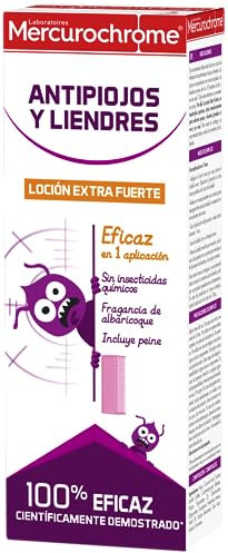 MERCUROCHROME - Loción Extra Fuerte - Antipiojos y Liendres -Eficaz en 1 Aplicación - Sin Insecticidas Químicos - Para Toda La Familia - Incluye Peine - 100% Eficaz, Científicamente Demostrado - 100ml