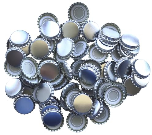 Balliihoo - Tappi a corona grandi, 29 mm, confezione da 100 pezzi, colore argento, per bottiglie di champagne e grandi dimensioni