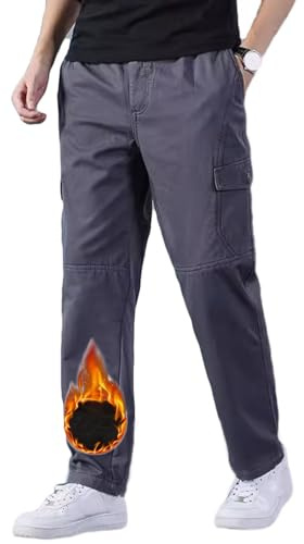 Pantaloni Softshell da Uomo con Multi Tasche, Pantaloni da Lavoro, Pantaloni Cargo Foderati in Pile,Pantaloni Termici per l'escursionismo,la Caccia e Sci,Pantaloni Tattici da Combattimento
