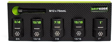 Gripedge-Werkzeuge | 5-teiliges SAE-RPT-Steckschlüssel-Set mit 1,27 cm (1/2 Zoll) Antrieb | Größen 1,9 cm – 2,5 cm | entfernt gebrochene Bolzen, abisolierte Schrauben und Radmuttern | inklusive
