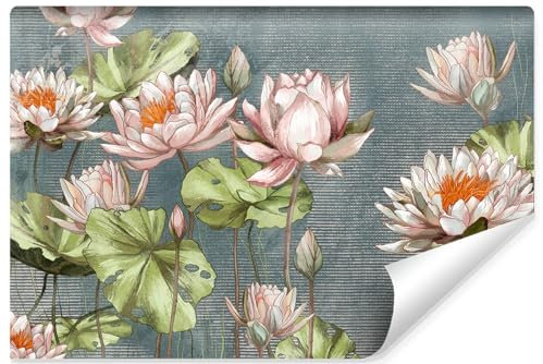 Muralo Fototapete Selbstklebend 3D, Rosa Seerosen, Kunstdruck - 520x318 cm