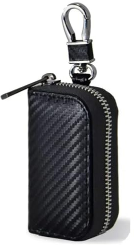 HLQXHM Faraday-Box für Autoschlüssel, Diebstahlschutz, RFID-Signalblockiertasche, PU-Ledertasche, Blocker, Schwarz , Einheitsgröße