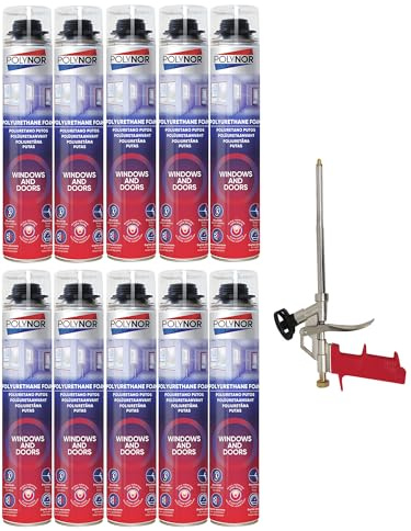 Mousse Expansive Pistolable - Mousse Expansive Pistolable Pour le Montage, l'isolation et le calfeutrage - Lot Mousses + 1 pistolet + 1 nettoyant (10 + 1 pistolet)