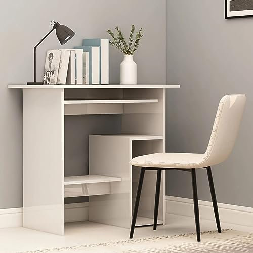 LAPOOH Schreibtisch Hochglanz-Weiß 80x45x74 cm Holzwerkstoff, Gaming Tisch, Computertisch, Computer Desk, Office Table, Bürotisch, Arbeitstisch, Nähtisch, Pc Tisch