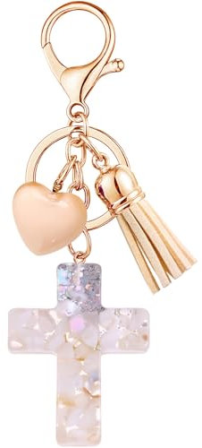 Vorysum Schlüsselanhänger Mädchen Schlüssel Kreuz Harz Anhänger Gold Schlüsselringe Herzförmig Stern Mond Dekor Schlüsselanhänger Auto Personalisiert Frauen Keychain Geschenk