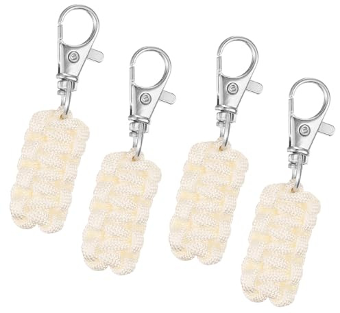 QUARKZMAN 4 STK Paracord Schlüsselanhänger Schlüsselanhänger Geflochten Schlüsselanhänger Personalisiert Schlüsselband für Rucksäcke Zelte Trolleys Reisekoffer Schlüssel Jacken, Beige