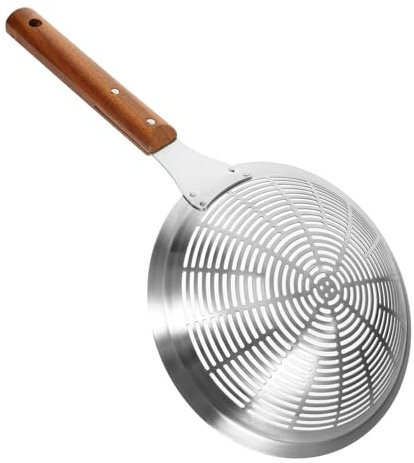 Mikinona Edelstahl Schöpfkelle Mit Langem Griff Schaumkelle Mit Aufhängeöse Multifunktionales Küchensieb Zum Ablassen Von Gemüse Und Fleisch 24cm
