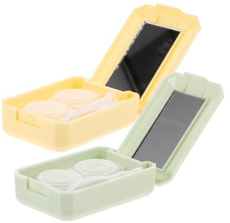 minkissy 2sätze Kontaktlinsenbehälter Mit Spiegel Tragbare Linsenbox Für Draußen Linsenbehälter Für Reisen Und Aufbewahrung Kontaktlinsenbox Klein Und Praktisch
