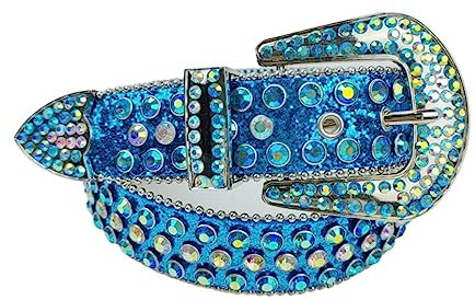 WASTEBIN Taillengürtel Damen Nietengürtel Jean Gürtel Bling Gürtel Cowgirl Gürtel Westerngürtel Blauer Gürtel Bund
