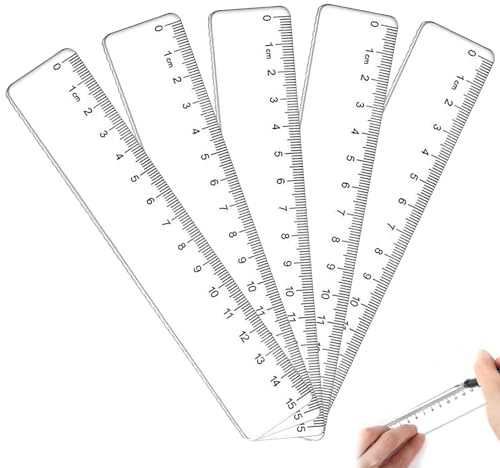 5 Stück Lineal 15cm, Transparentes Plastiklineal für Schulen, Büros und Haushalte