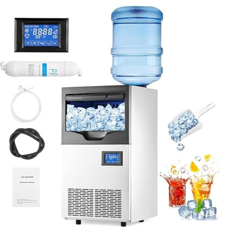 KLYDBMYT Machine à glaçons Commerciale Haute capacité avec Fonction de Nettoyage Automatique, bac de Stockage de 22 LB - pour la Maison, Le Bar, l'hôtel, Le Restaurant (KNT)