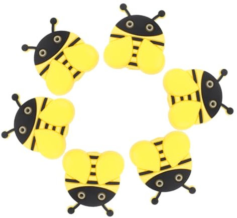 KONTONTY 6stücke Silikon Stricknadelstopper Schutzkappen Nadelspitzen Schutzhüllen Cartoon Bienenform Weich Dehnbar Praktisch Für Stricknadeln Zubehör