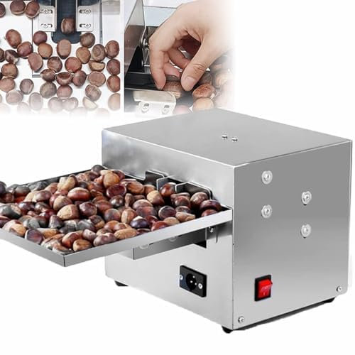 WOTZOV Taglierina Commerciale in Acciaio Inossidabile da 60 W, Macchina Automatica per Il Taglio delle Castagne, Macchina per schiacciare Le Castagne Commerciale da 15-25 kg/Ora