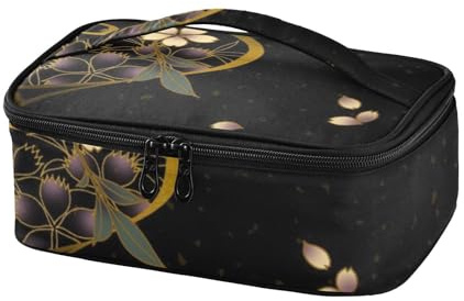 OWFKAY Lonchera para hombres y mujeres, pequeña lonchera aislada con asa, portátil, térmica, para el trabajo, la escuela, picnic al aire libre, estilo japonés con flores