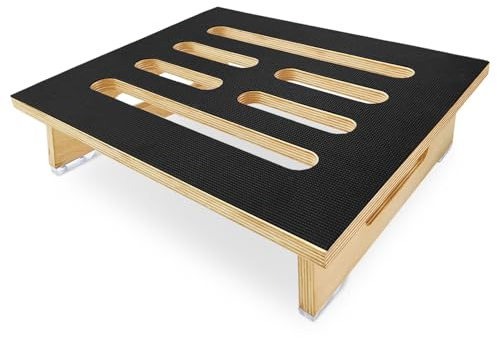 Tritthocker Tritt Holz - Wohnwagen Trittstufe Wohnmobil bis 200 kg Belastbar - 40x32x10cm Fußbank Erwachsene - Step Stool mit Rutschfester Gummiauflage - Holztritt Natürlich
