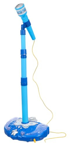 ifundom Microfono Giocattolo Musicale per Bambini, Giocattolo Microfono Blu senza Batteria, Supporto per Karaoke e Gioco Creativo Educativo per Bambine e Bambini