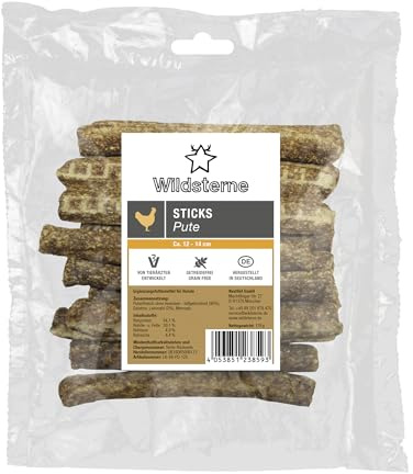 Leckerli für Hunde | Sticks Pute 125 g | Hundeleckerlies aus 96% Fleisch ohne Innereien | Monoprotein Puten | getreidefrei | Zutaten aus der EU | ohne Zusatzstoffe | hypoallergen | für Allergiker