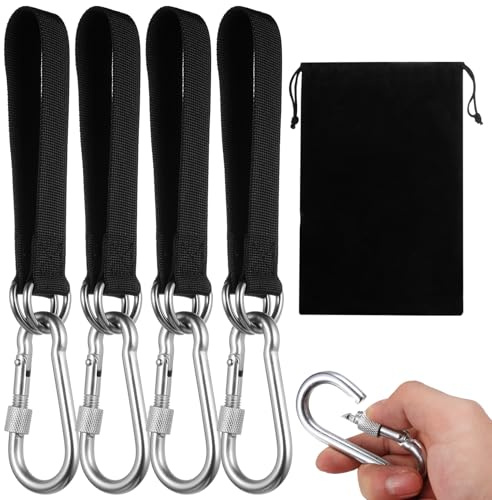 4 Set di Correas de Hamacas, 30,5 cm Kit de Correas de Columpios de Árbol Hamacas, Cinturón de Suspensión de Hamaca Correas de Árbol Sillas Camping, con 4 Mosquetón y Anillos en D, Soporta 100 kg