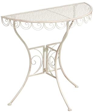 Beliani Balkontisch französisch für 2 Personen Metall Hellbeige halbrund 80x36 cm Juina