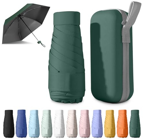 BEKKLPOU paraguas plegable, paraguas para el sol, mini paraguas, Adecuado para días soleados y lluviosos, Con caja de almacenamiento múltiples colores para elegir