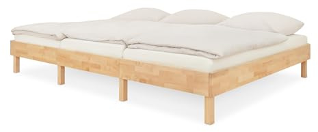 Ehrenkind® Familienbett Plano, 270 × 200 cm FSC® Zertifiziert | Birke Lackiert | 2‑in‑1 Höhe (Bodenbett oder Standard), Modular und Höhenverstellbar