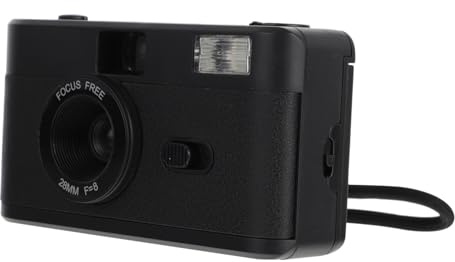 HOMOBABE Appareil Photo sans Batterie Flash Intégré Vintage Noir en Abs Compatible Film 35mm Réutilisable pour Photographie Argentique