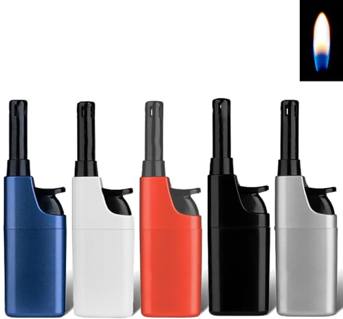 5X Stabfeuerzeug 10,5cm Candle Light Kerzenanzünder Softflamme Gas Feuerzeug BBQ Anzünder wiederbefüllbar Flammenstärke regulierbar (Favourite Colours)