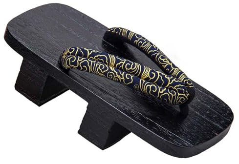 FANCYPUMPKIN Sabots traditionnels japonais à motif dragon pour cosplay, pantoufles en bois noires, tongs ninja, sandales Geta pour hommes