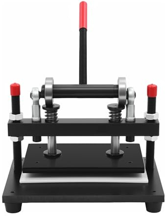 Affettatrice professionale in pelle, 2 tonnellate, portata manuale, in lamiera di acciaio, nero, larghezza di lavoro 31 cm, con corsa di pressione regolabile 15 mm, per pelle e tessuti