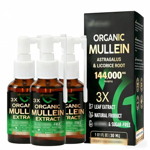 Spray concentré de molène Gfouk, spray naturel de molène pour les poumons, purifie et soutient les voies respiratoires, pour hommes et femmes,3PCS