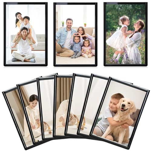 10 Pcs Magnetic Photo Frames for Fridge, 9.5 x 6.5 cmPhoto Magnets for Fridge for Polaroid Film Instax Mini Photo Frame, Magnetic Picture Frames for Refrigerator(Black)