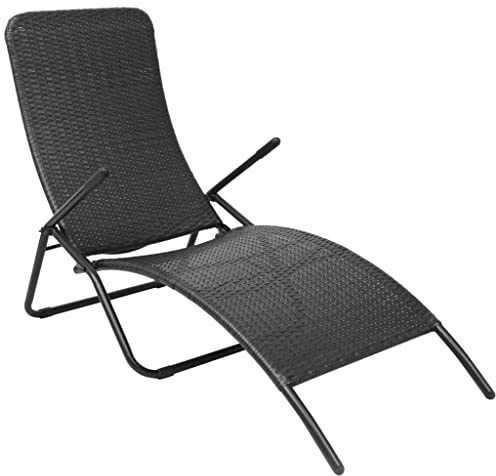 THOYTOUI Elegante Sonnenliege Schwarz - Klappbare PE-Rattan Liege mit Witterungsbeständigem Design für Gemütliche Stunden im Garten