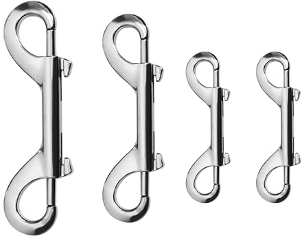 4 mosquetones dobles con articulación giratoria, acero inoxidable doble mosquetón para cuerdas, conexiones de perros y llaveros, 80 mm, 90 mm, 105 mm
