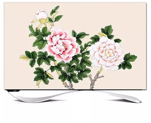 GPDNBIEU, 32-80 Inch Painting Stretchable Curved TV Screen Protector Slipcover with Rear Opening Design(Flower6,40-43inch)
