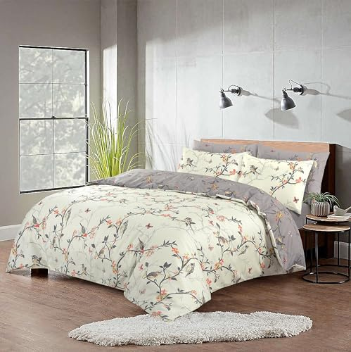 SeventhStitch Printed Duvet Cover Set 3 Piece, 100% Soft Microfiber 200 Thread Count Reversible Quilt Covers Bedding Sets Double King Super King Size (Caramel Flower, Double)