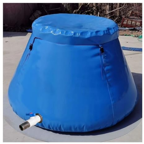 26-1320.9 Gallon Hopfällbar Nödvattenblåsväska med Lock, Bärbar Hopfällbar Vattenblåsbehållare Tankfat(Blue,1.5x1x0.85m/1000L/264.2gal)