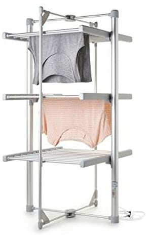 drysoon Mini 3-Tier Heated Clothes Airer – Foldable Heated Shelves Dry Laundry Quickly & Gently