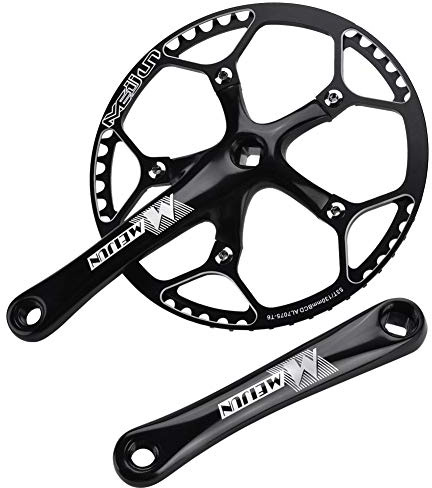 Alomejor Fahrrad Kurbel Set Fahrrad Kurbelgarnitur Aluminiumlegierung Kurbel Set Integral Single Speed ??Kurbel Set f¨¹r Outdoor Mountainbike Radfahren(Schwatz)