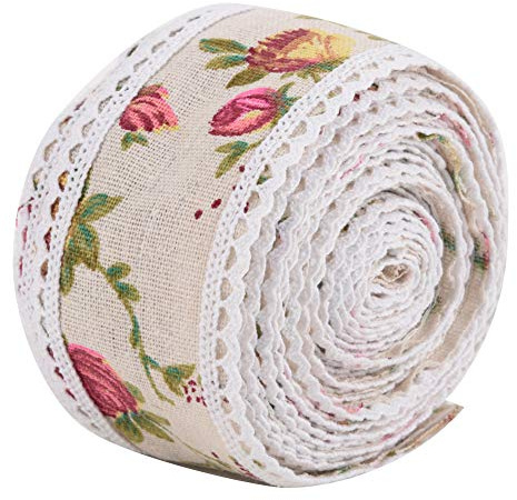 DIY Spitze Paeonia Blume Juteband Rolle Sackleinenband Hochzeit Tuch Dekoration 5m,handgefertigte Materialien