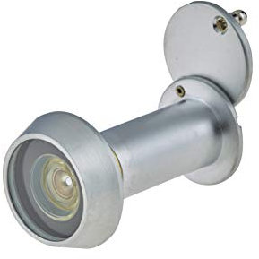Door Viewer Peepholes or Peek Holes | Satin Chrome | 200 Degree Fire Rated Spy Hole with Privacy Cover