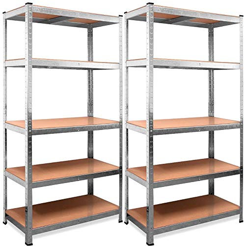 Nyana Home | Set de 2 Estanterías Metálicas Galvanizadas | 875Kg 5 Baldas | Medidas 180 x 90 x 40cm