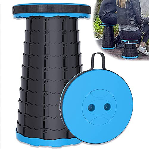 OOFAYWFD Tragbarer Klapphocker Campinghocker Klapphocker höhenverstellbarer Mini-Teleskophocker, Last 200 kg, geeignet für drinnen und draußen, Küche, Garten, Camping, Grillen, Angeln, Wandern