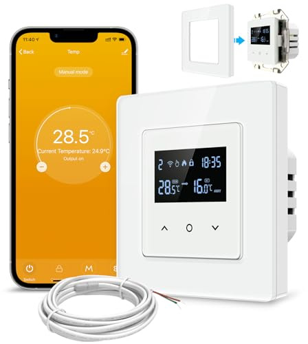 AVATTO Termostato intelligente WiFi per caldaia a parete, riscaldamento a pavimento, intelligente digitale, touch screen, programmabile, termostato ambientale, compatibile con Alexa/Google Home/Smart