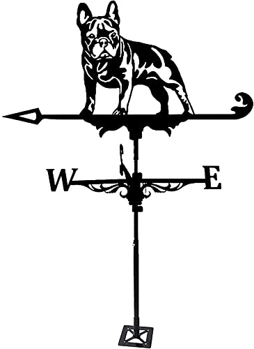 Wetterhahn fürs Dach Wetterhahn Metall Wetter Vane Retro Französische Bulldogge Metall Weathervane Professionelle Messwerkzeug Dachhalterung Einfache Verwendung - Yard Indiing Wind Richtungsgarten