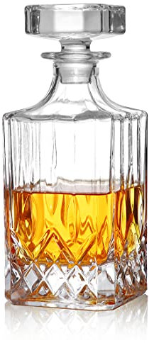 Decantador de whisky de cristal de 700 ml, hecho a mano, diseño de diamante, color escocés, whisky, bourbon – resistente, regalo – día del padre, cumpleaños, Navidad, bar, bebida, vidrio, cristal