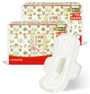 Body Fit Guierang Herbal Sanitary Pads, Medium 10.2inch 26cm 20 Count X 2 Packs